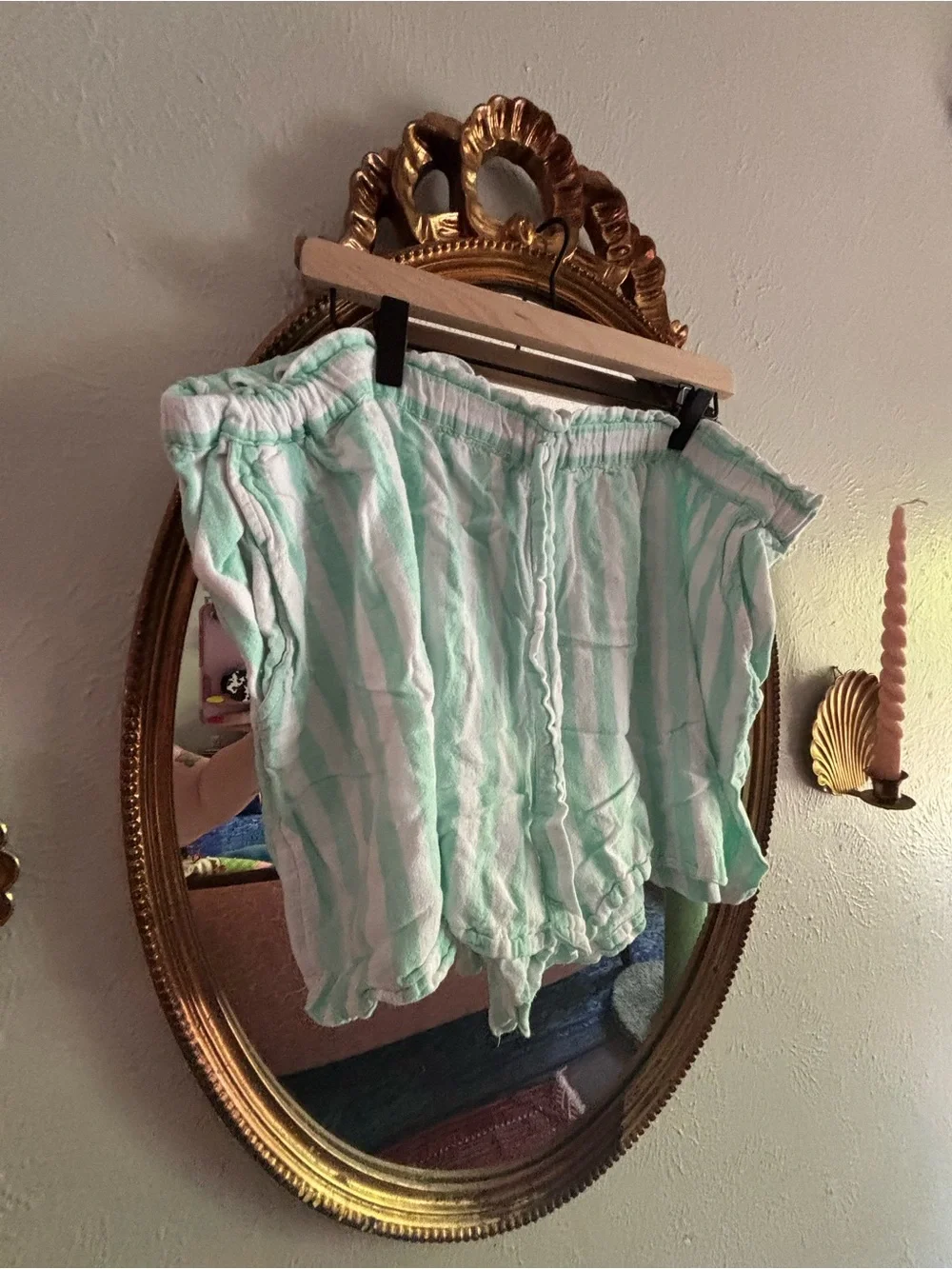 Target Stoney Clover Mint Green and White Striped Pajama Tank and Shorts Set
